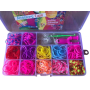 Набор цветных резинок для плетения браслетов, 12 ярких цветов + крючок и застёжки