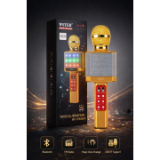 Беспроводной караоке-микрофон WSTER WS-1828 с Bluetooth, FM-радио и встроенной колонкой, портативный микрофон для караоке, золотой