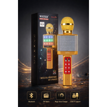 Беспроводной караоке-микрофон WSTER WS-1828 с Bluetooth, FM-радио и встроенной колонкой, портативный микрофон для караоке, золотой 20071