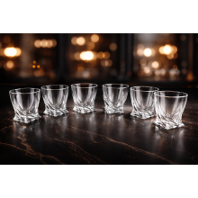 Набор стаканов для виски Moltis Quadro 300 мл, 6 шт, стеклянные стаканы для виски и напитков, толстое стекло, подарочный набор в коробке 10157