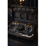 Подарочный набор для виски с электрическим смокером Moltis — 2 стакана Quadro, охлаждающие металлические кубики и щепа (MSN-1001)