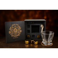 Подарочный набор для виски Moltis Premium Quadro — бокал, щипцы, мешочек, подставка и 5 охлаждающих кубиков (MR-1023) Подарочный набор для виски Moltis Premium Quadro — бокал, щипцы, мешочек, подставка и 5 охлаждающих кубиков (MR-1023)