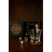 Подарочный набор для виски Moltis Premium Saxum — бокал, щипцы, мешочек, подставка и 5 охлаждающих кубиков (MR-1022)