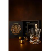 Подарочный набор для виски Moltis Premium Saxum — стакан, щипцы, мешочек, подставка и 5 охлаждающих кубиков (MR-1021)