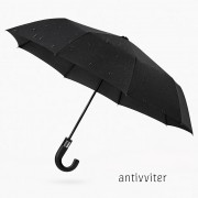 Мужской зонт полуавтомат Calm Rain — чёрный, 3 сложения, антиветер, 10 спиц, диаметр 105 см