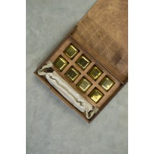 Кубики для виски Moltis Relax Whiskey Stones Original Wood 8 шт из метала в золотом цвете  (MBG-10511)
