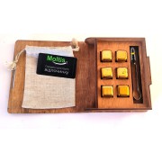 Кубики для виски Moltis Relax Whiskey Stones Original Wood 6 шт из метала в золотом цвете (MBG-10509)