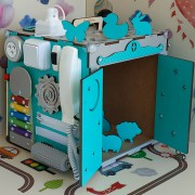Бизиборд Freetime для детей,  развивающий бизикуб - настольная,   Gray turquoise MAX