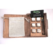 Кубики для виски Moltis Relax Whiskey Stones Original Wood 6 шт из метала в сребном цвете  (MBS-10504)