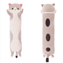 Мягкая игрушка плюшевая Weber Toys ,Длинный Кот Батон, котейка-подушка 50 см серый
