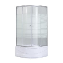 Душевая кабина Lidz Wieza SC80x80.SAT.HIGH.L, стекло Linie 4 мм Чверть круга раздвижная стекло/алюминий с рисунком встроенное сиденье.