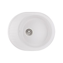 Кухонная мойка Qtap CS 6151 WHI Белая Овальная С крылом (QT6151WHI650)