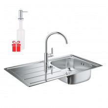 Набор Grohe мойка кухонная K200 31562SD0 + смеситель BauEdge 31367000 + дозатор для моющего средства Contemporary 40536000 Набор Grohe мойка кухонная K200 31562SD0 + смеситель BauEdge 31367000 + дозатор для моющего средства Contemporary 40536000