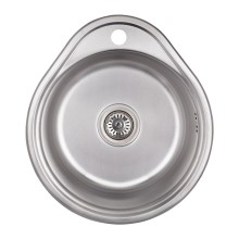 Круглая врезная кухонная мойка Imperial 4843 Decor (IMP484306DEC)(480X430 ММ), МИКРОТЕКСТУРА Нержавеющая сталь