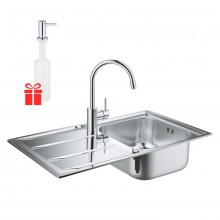 Набор Grohe мойка кухонная K400 31570SD0 + смеситель Concetto 32663001 + дозатор для моющего средства Contemporary 40536000 Набор Grohe мойка кухонная K400 31570SD0 + смеситель Concetto 32663001 + дозатор для моющего средства Contemporary 40536000