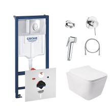 Комплект инсталляция Grohe Rapid SL 38721001 + унитаз с сиденьем Qtap Crow QT05335170W + набор для гигиенического душа со смесителем Grohe BauClassic 111048