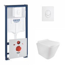 Набор инсталляция 4 в 1 Grohe Rapid SL 38722001 + унитаз с сиденьем Qtap Tern QT1733052ERW, подвесной/глянцевий белый