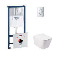 Набор инсталляция 4 в 1 Grohe Rapid SL 38721001подвесной унитаз с сиденьем Qtap Crow QT05335170W