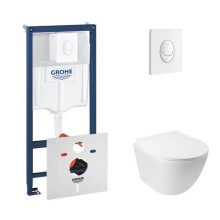 Набор инсталляция 4 в 1 Grohe Rapid SL 38722001 + унитаз с сиденьем Qtap Jay QT07335176W, подвесной/глянцевий белый