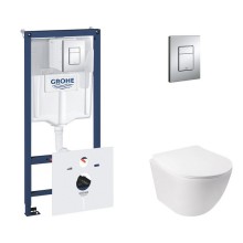 Набор инсталляция 5 в 1 Grohe Rapid SL 38827000 + унитаз с сиденьем Qtap Jay QT07335176W