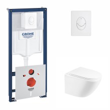 Набор инсталляция 4 в 1 Grohe Rapid SL 38722001 + унитаз с сиденьем Qtap Robin QT1333046ENRW, подвесной/глянцевий белый