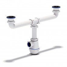 Сифон двойной для кухонной мойки ANIplast двойной выпуск 70 мм, выход 50 мм A3500EU Сифон двойной для кухонной мойки ANIplast двойной выпуск 70 мм, выход 50 мм A3500EU