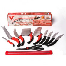 Набор кухонных ножей Contour Pro с нержавеющей стали/пластик, UNI Knives + магнитная рейка (11 предметов), цвет рукояти-красный. Набор кухонных ножей Contour Pro с нержавеющей стали/пластик, UNI Knives + магнитная рейка (11 предметов), цвет рукояти-красный.