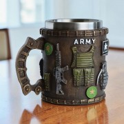 Чашка милитари ARMY полирезин сталь подарок солдату хаки 25