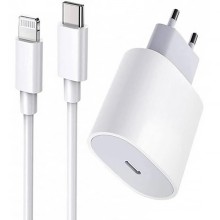 Комплект быстрой зарядки для Apple iPhone/iPad, Блок питания USB-C 20W Fast Charger (Type-C), Кабель USB-C to Lightning Cable 1m